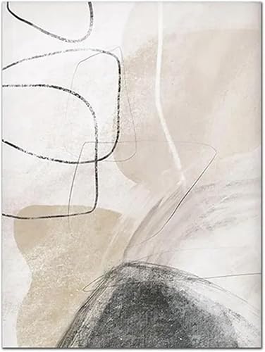 Tableau abstrait géométrique beige pour décoration murale salon et bureau chic - 4