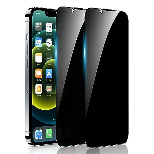 BENKS 2 Pièces Verre Trempé Anti Espion pour iPhone 13 Pro/iPhone 13/iPhone 14 6,1", 3D Couverture Complète Privacy Film Protection écran avec Kit Installation Offert, Film Protecteur Vitre, Noir