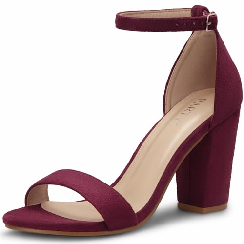 Image of PARTY Women's Chunky Block Heels Open Toe Ankle Strap 3 Inch Heeled Sandals Comfortable for Wedding and Prom