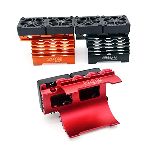 16000Rpm Double Rc Motor Cooling Fan Rc Car Motor Heatsink With Metal Cover Brushless Motor Heatsink For 1/5 Rc Car 55/56/58M Brushless Motor Black #TOP4