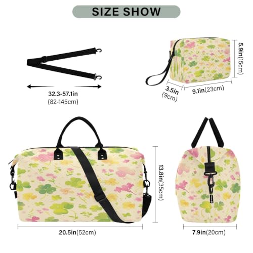 Bolsas de viaje para gimnasio con tréboles amarillos para escapadas de fin de semana 3