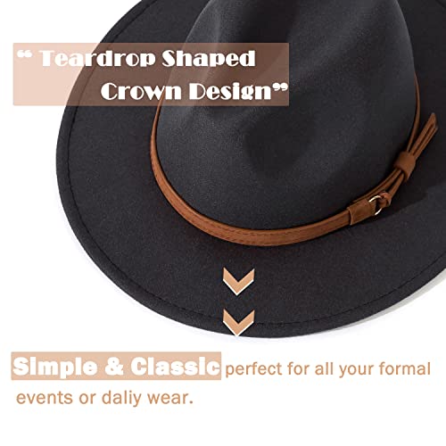 Image of Lisianthus Men & Women Vintage Wide Brim Fedora Hat | Classic Belt Buckle Decor, Adjustable Drawstring, Inner Breathable Sweatband, Timeless Style, Ideal for Travel & Daily