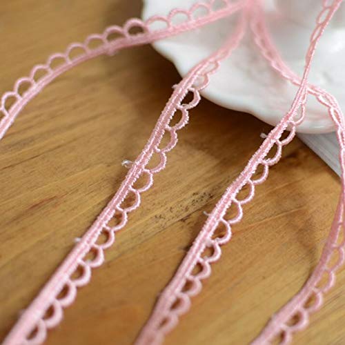 Ruban de dentelle rose 7mm de largeur en polyester pour couture