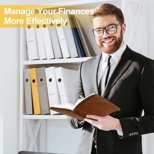 A6 fichário de couro com sistema de envelopes para dinheiro, agenda de orçamento, capa de couro PU,