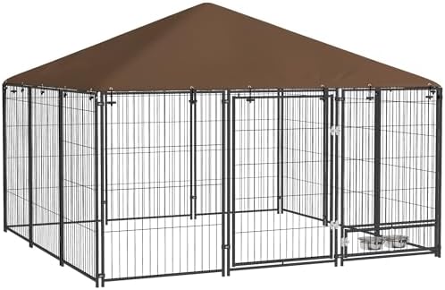 PawHut Outside Dog Kennel, 7' x 7' x 5' Puppy Play Pen with Canop...