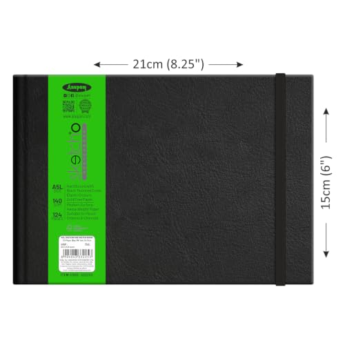 Image of Anupam SketchO Sketchbook Hardbound | Landscape Opening | A5 Size | 140 GSM, 128 Pages | Acid Free Natural Shade Paper with Elastic Closure for Artists & Professionals (Pack of 2)