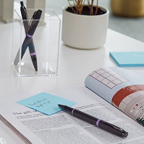 Parker IM Vibrant Rings Kugelschreiber | satinschwarzer Lack mit amethystfarbenen Akzenten | mittlere Spitze mit schwarzer Tinte | Geschenkbox