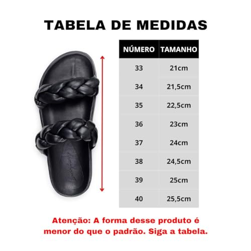 Rasteirinha Feminina Sandália Papete Tranças Fofas Luxyluxy Cor:Bege;Tamanho:36