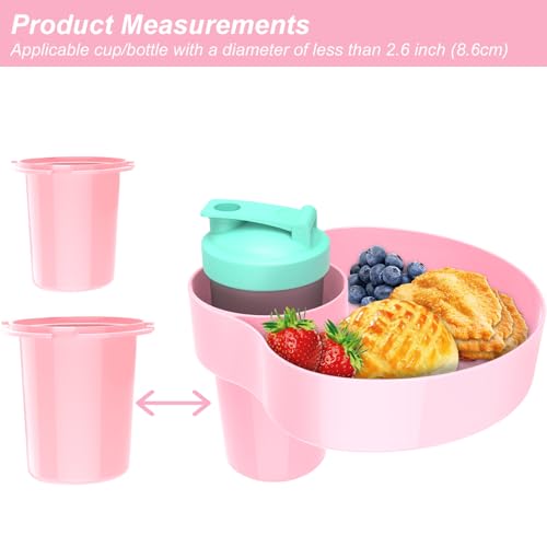 Image of 2PCS Kids Car Seat Tray, Travel Trays for Kids with Car Cup Holder, Toddlers Road Trip Essential, Travel Snacks Food Plate for Stroller, Boosters, and Anywhere with a Cup Holder Tray-Pink