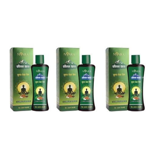 Image of NYARA Sheetal Dhara Ayurvedic Cooling Oil with Bhringaraj Brahmi Pudina Sat Kapoor Aloe Vera Essential Oils for Head Scalp and Body Massage 50ml (Pack of 3)