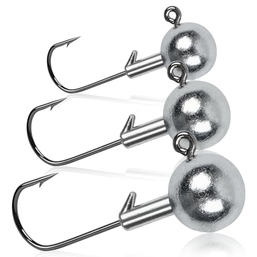 Round Lead Jig Head Hooks,25pcs Crappie Jigs Hooks for Saltwater Freshwater Fishing Swimbait Jigs with Fishing Box for Trout Bass Multiple Size 1g