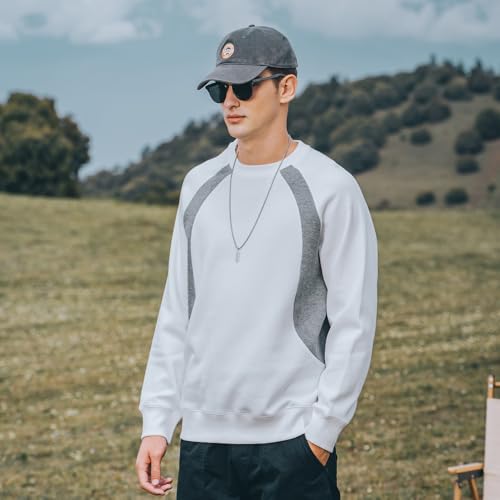 330G Heavy American Casual Sweatshirt Men Autumn Fashion Brand Splicing Contrast Color Round Neck Loose Bottoming Shirt4