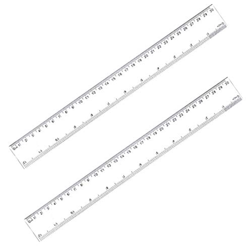 Nysunshine 2 Pack 12 Inches Clear Plastic Ruler, Straight Ruler Plastic Measuring Tool for Student School Office