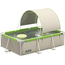 YUEWO Above Ground Rectangular Swimming Pool Metal Steel Frame Pool Easy Set Family Backyard Pool for Backyard, Garden, Lawn for Adults 2.6m/79in