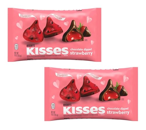Hershey's Chocolate Dipped Strawberry Kisses - Pack Of 2-9 Oz Bags - Perfect For That Special Someone This Valentine's Day