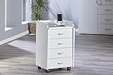 Tiradores de color plata Inter Link Cajonera con ruedas, mueble para oficina, cómoda con cajones, tablero prensado plano plastificado KF, color blanco A x A x P: 40 x 65 x 36 cm