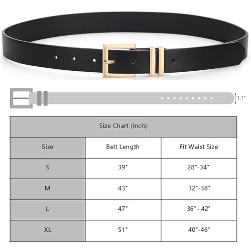 Rrwin 3 Pack Women Belts for Jeans Pants Dress Trendy Fashion Soft Faux Waist Leather Belt with Square Gold Buckle3