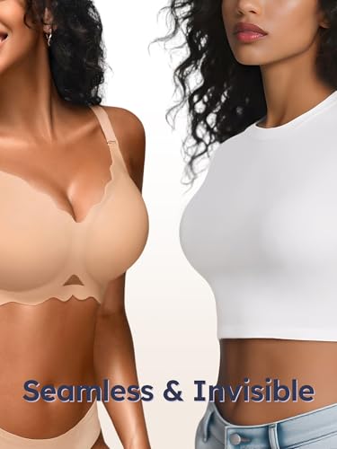 Image of Wireless Jelly Bras for Women No Underwire Seamless Full Coverage Bra with Support Comfort T-Shirt Bralette