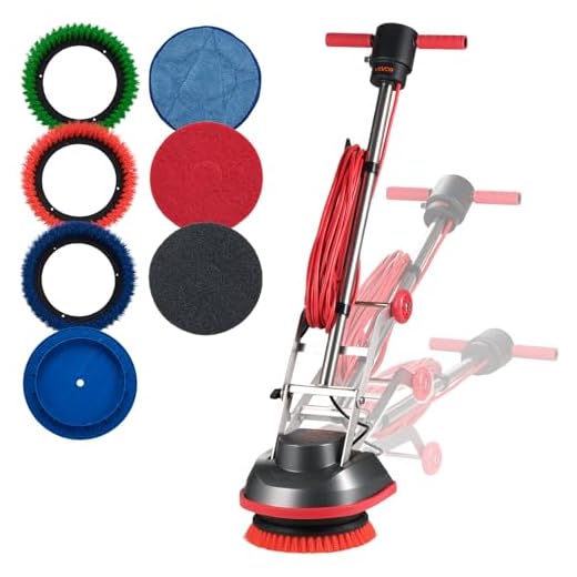 VEVOR Commercial Floor Scrubber Machine, Heavy Duty Floor Cleaner Polisher with 2 Wheels, Professional Electric Carpet Buffer, Max 1900 RPM, 43 FT Cord, 3 Pads & 3 Brushes - All Floor Surfaces