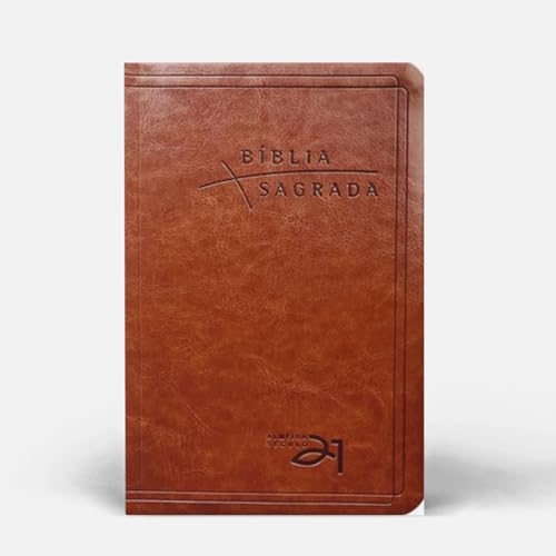 Bíblia a21 luxo – couro sintético marrom c/ referências cruzadas: