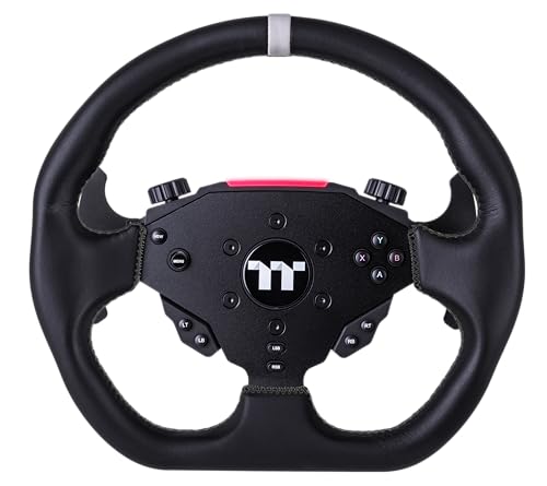 Thermaltake G6 Direct Drive Racing Wheel Bundle mit Lenkrad, Wheel Base und 3 Pedalen | 6 Nm Wheelbase | 13 Zoll D-Shape Lenkrad mit Quick-Release & Dual-Clutch | 16-Bit Encoder | RGB LEDs