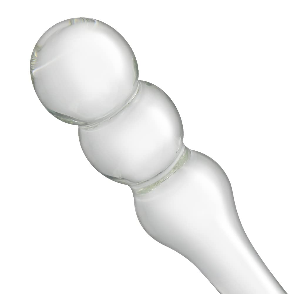 Plug anal de cristal con mango cónico y 3 perlas para la estimulación del punto G Varita de placer de cristal y para la estimulación de la próstata Consolador anal para pareja Hombre Mujer