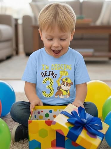 Image of Tstars Paw Patrol Rubble 3rd Birthday Shirt Toddler Boy 3 Year Old Tee