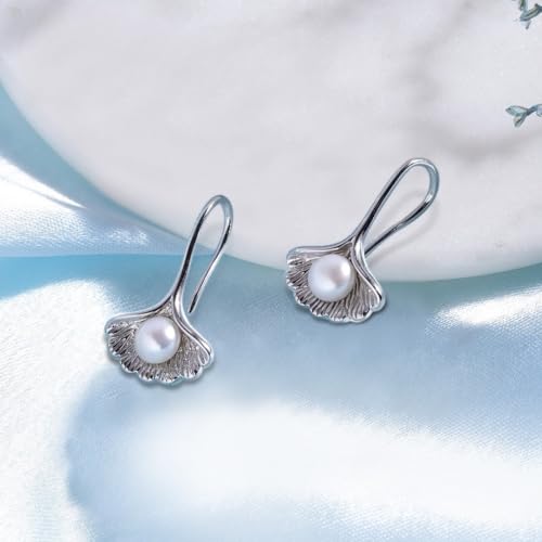 ZAVYA 925 Sterling Silver Designer Rhodium Plated Pearl Stud Earrings for Women | Stylish Silver Jewellery | Gift Women & Girls | With Certificate of Authenticity and 925 Hallmark - Image 2