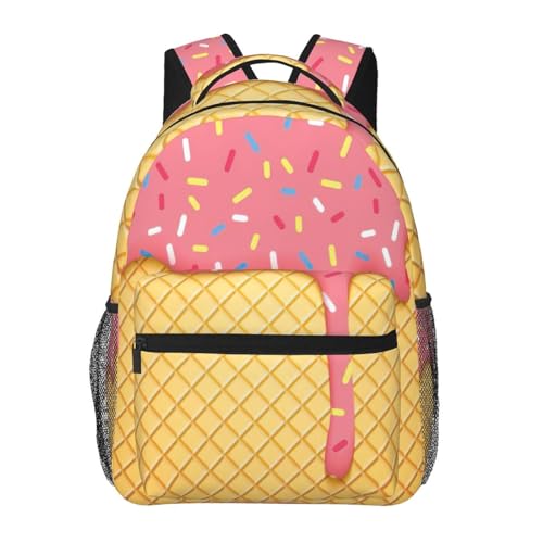 Sac à dos ordinateur portable imprimé toile crème glacée noir grand compartiment urbain