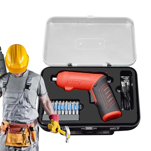 Dtaigou Taladro eléctrico inalámbrico, juego de taladro eléctrico,Taladro de mano eléctrica - Herramienta portátil recargable, manija de doble posición, destornillador pequeño compacto para la