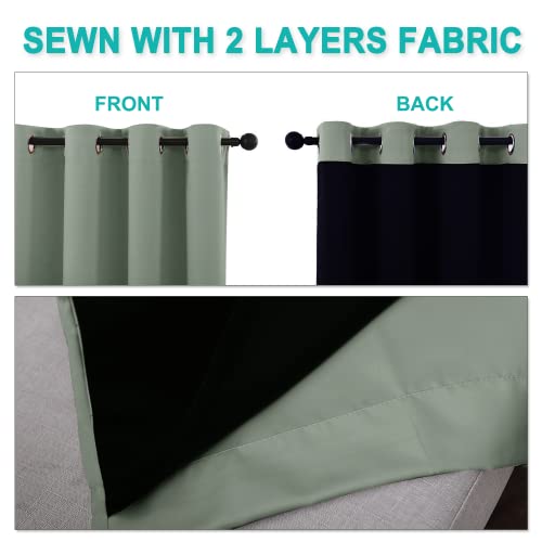Image of NICETOWN Full Shading Curtains for Windows, Super Heavy-Duty Black Lined Blackout Curtains for Bedroom, Privacy Assured Window Treatment (Greyish Green, Pack of 2, 70 inches W x 95 inches L)