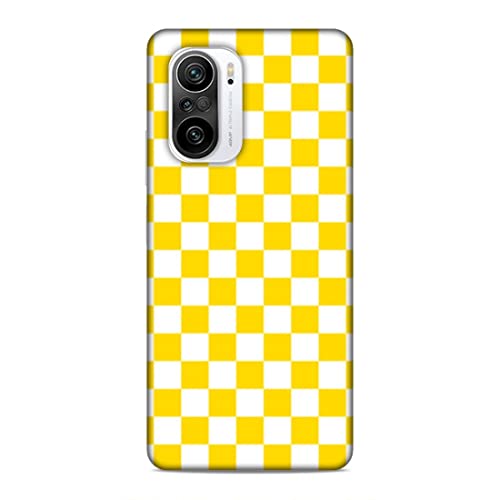 Image of Printed Mobile Back Hard Case Cover for Xiaomi Redmi K40 Pro /Xiaomi Redmi K40 Pro Plus /Xiaomi Poco F3 | Check Print, Small Boxes, Yellow & White-2204