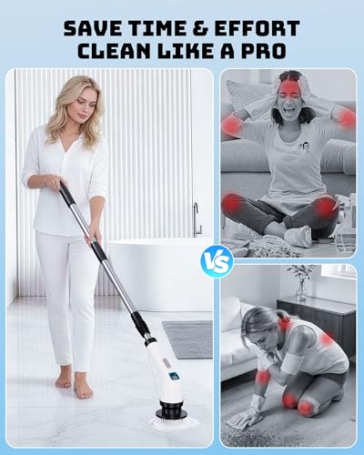 Image of Electric Spin Scrubber for Bathroom | Shower Cleaner Brush with Long Handle