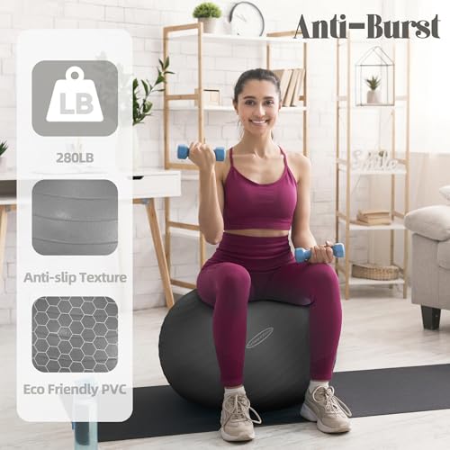 BalanceFrom Anti-Platz- und Rutschfester Gymnastikball Yoga-Ball Fitnessball Geburtsball mit Schnellpumpe, 0,9 kg Kapazität (38-45 cm, S, Grau)