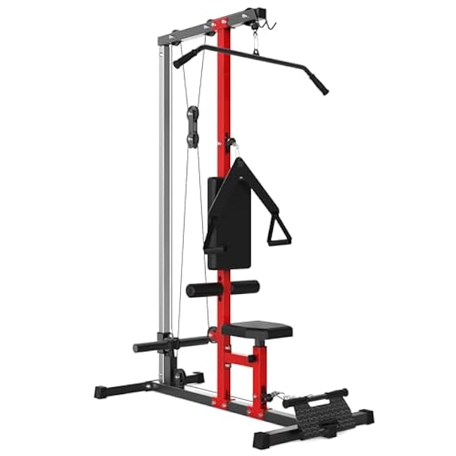 LAT Pulldown Machine, Multi-Functional Cable Machine with High and Low Pulley Station, Row Cable Machine Home Gym with Leg Support, Tricep Workout Equipment