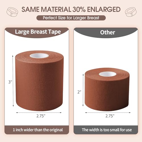 Boob Tape Boobtape, 3" Extra Wide Bob Tape for Large Breasts, XL Breast Lift Tape w 2pcs Reusable Nipplecover Adhesive Bra4