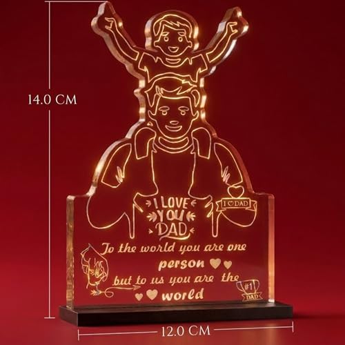 Image of DIGI ARTS Thank You Dad Gift from Son - Clear Acrylic Plaque Desk Decoration, Emotional Dad Keepsake, Acrylic Table Decor for Fathers Day, Birthday Gift for Father 12x14(cm)
