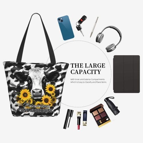 Miniatura 7 de Tiger King Print Canvas Tote Bolsa de comestibles Bolsos con estampado de tigre Bolsas de hombro