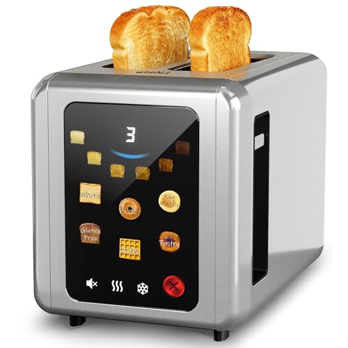 Image of WHALL Full Touch Screen Toaster 2 Slice, Smart Toaster for Bread, Silver