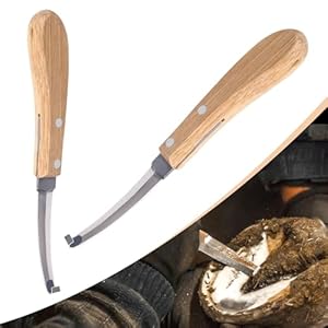 2 Pack Double Edged Hoof Knife with Wooden Handle Stainless Steel Blade for Hoof of Horses Cow Donkey Hoof Knife Trimming Tool(Double Edged)
