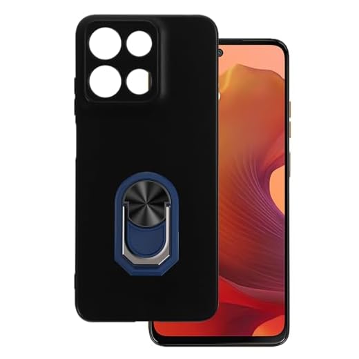 Capa de telefone adaptada para Motorola Moto G15 4G + suporte de anel, suporte de suporte estilo meca, capa de silicone ultra fina e macia para Motorola Moto G15 4G 6,7 polegadas (BlueRing-B)