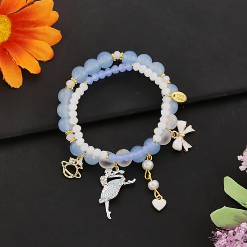 Image of Ballerina Bracelet Dance Recital Bracelet Ballerina Blue Bracelet Cute Ballerina Dance Beaded Bracelet Ballerina Friendship Bracelets Ballerina Party Jewellery