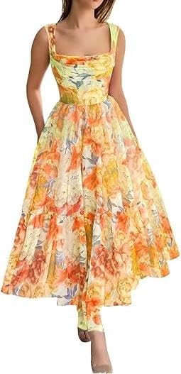 Noufany Elegant A-Line Evening Gown for Girls Tulle Floor Length Floral Print Prom Dress with Pleats 2025