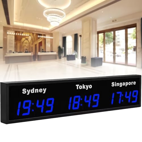 SXYKXYDL Horloge des fuseaux horaires mondiaux, 3/4/5/6 Villes, avec Affichage LED, pour Fixation Murale dans Les hôtels et Les Entreprises multinationales. 3...