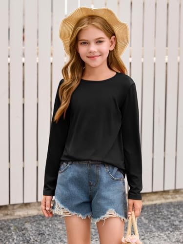 Haloumoning Toddler Baby Girls Long Sleeve T Shirt Little Kids Fall Crew Neck Tops Casual Tees 3-10 Years2