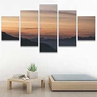 SIGNWIN 5 Panel Canvas Wall Art Landscape Mountain for Home Decorations Ready to Hang - 60