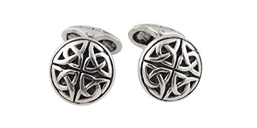 Celtic Trinity Knot Triquetra Men's Cuff Links - Sterling Silver, 1 Pair Cufflinks
