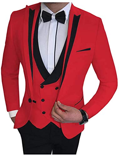 Men's Suits Tuxedos 3 Piece Shawl Lapel Prom Groomsmen Wedding （Blazer+Pants+Vest）4
