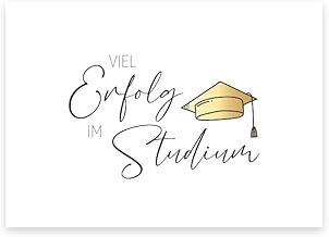1 Premium Karte Erfolg im Studium wünschen 10,5x14,8cm Klappkarte + 1 Naturumschlag - Grußkarte fürs Studium Karte für studierende Erstsemester