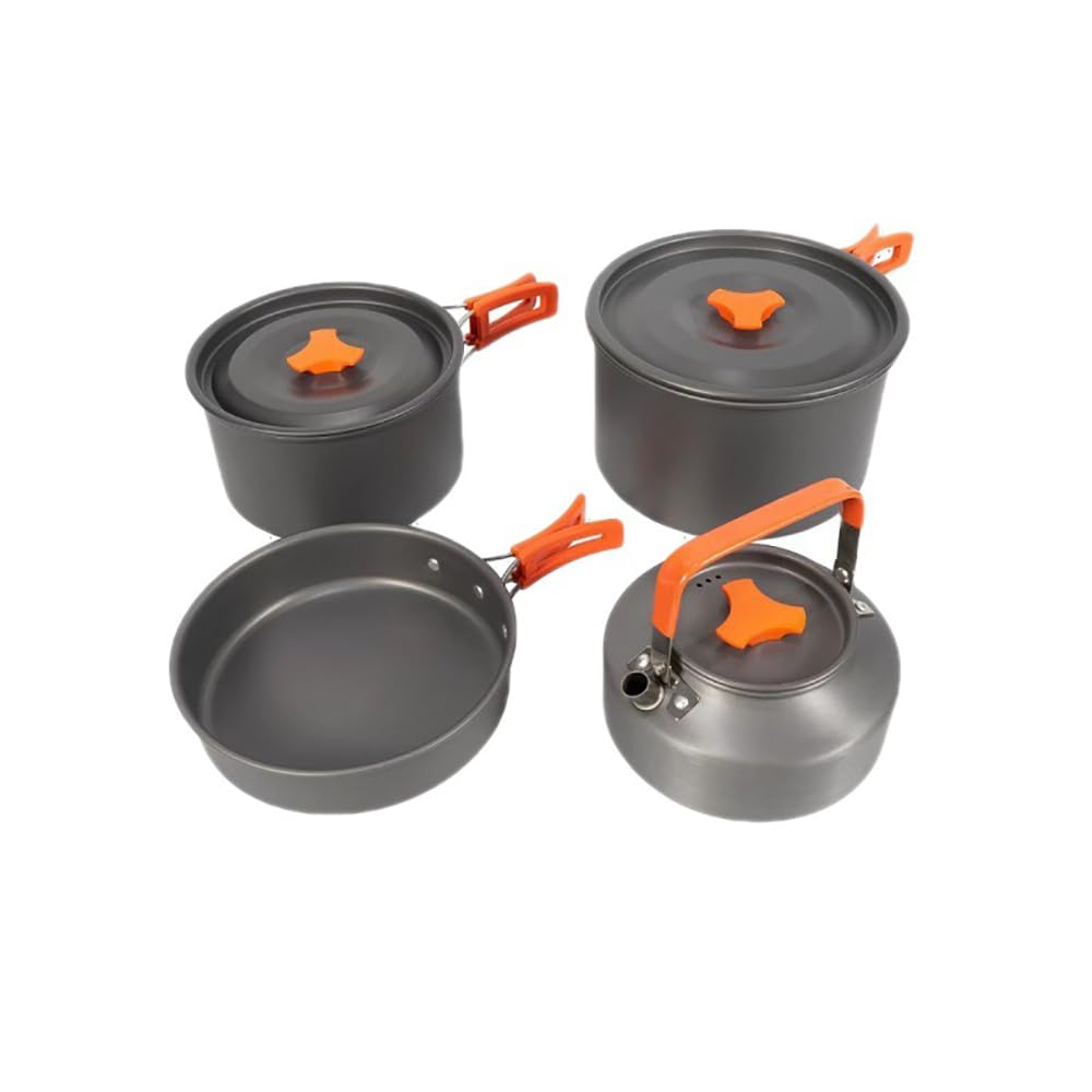 GZRLVVIN Camping Cookware Set Camping Gear Campfire Utensils Non-Stick Cooking Equipment Lightweight Stackable Pot Pan Bowls with Storage Bag for Outdoor Hiking